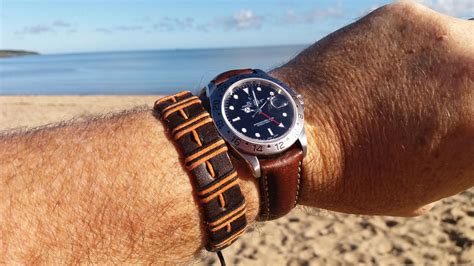 rolex explorer ii on brown strap|Rolex explorer 2 watch straps.